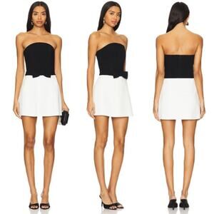 SANS FAFF | Monaco Mini Dress in White Black Strapless Tuxedo S w/ Tags